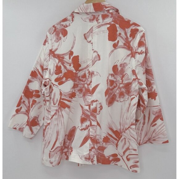 Additions by Chico's Cotton‎ Blend Floral Button Up 3/4 Slv Jacket Sz 3 Preppy - Picture 2 of 8